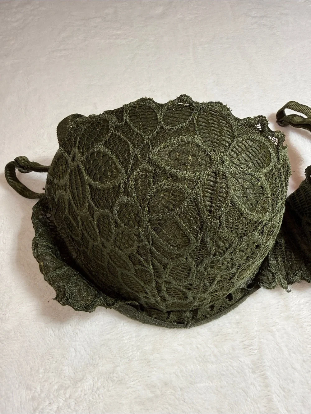 PINK Victoria's Secret Olive Green Lace Push-Up Bra